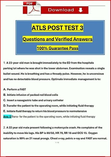 Atls 10Th Edition Post Test 3 Actual Questions With Verifiedupdate video