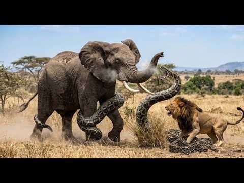 Elephant vs big snake #elephant #wildlife #nature #lion #tiger #birds #snake