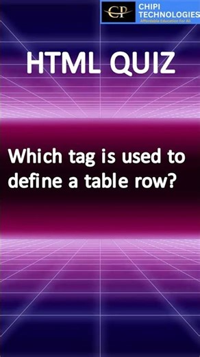 Which Tag Is Used for Table Rows in HTML | HTML MCQ for Beginners | ChiPi Technologies
