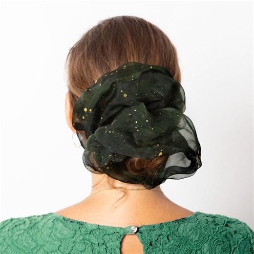 Dark Green 100% Silk Organza Scrunchie Festive Party Scrunchie Gift - Etsy