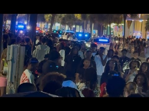 Walking tour at Myrtle beach ocean blvd for spring break on a Friday night ..