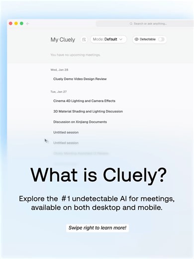 @cluely on Instagram: "Swipe to learn more about Cluely, the #1 undetectable AI meeting assistant. Download now 👉 cluely.com"