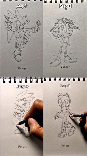 rate 1 to 100 compilation sonic characters in 6 step #art #drawing #sonic #shorts