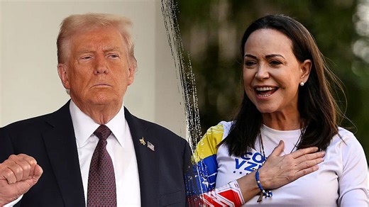 Venezuelan opposition leader presents President Trump with a Nobel Peace Prize medal