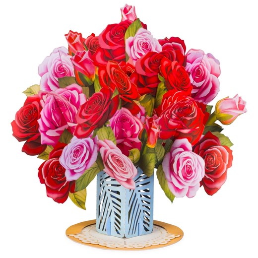 3D Pop up Mother's Day Card, Pink & Red Roses Bouquet, for Mom (5" X 7") - Etsy
