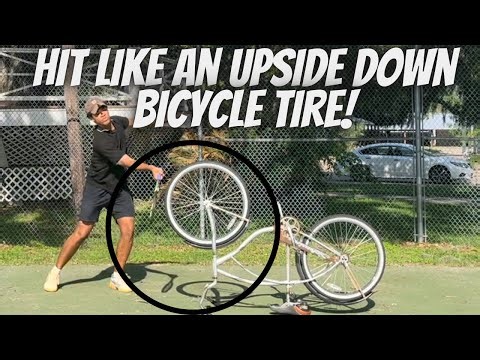 How To Create Topspin In Tennis - Hit The Ball Like An Upside Down Bicycle Tire!
