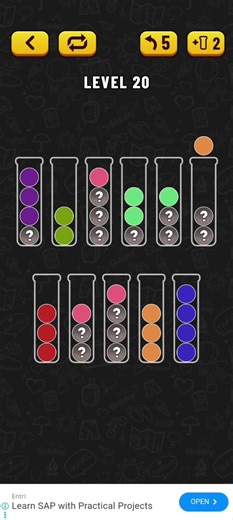 Ball sort puzzle game color puzzle level 20
