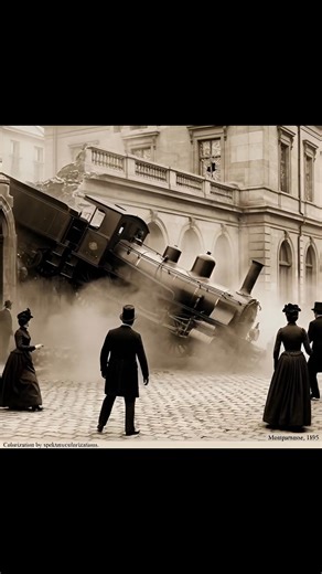 The iconic remake picture of the train wreck at Montparnasse Station in Paris, France on the 22 October 1895. The train overran a buffer stop and smashed through a window due to the driver approaching the station at too fast a speed. Surprisingly, there was only 1 death as a result of this disaster, a woman outside the station was killed by falling masonry. | A Life of Reels