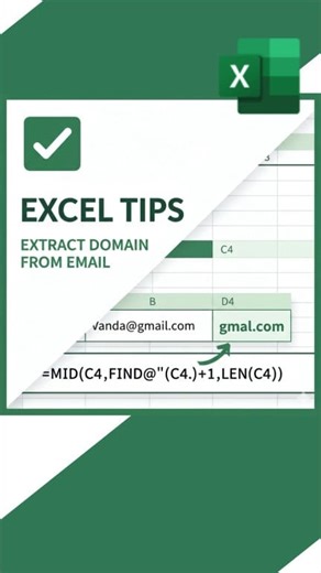 How to Extract Domain from Gmail in Excel 📮 #reelviral #exceltutorial #exceltips #Excel | EasyOffice
