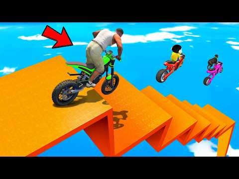 SHINCHAN AND FRANKLIN TRIED THE IMPOSSIBLE GIANT ZIGZAG STAIRS PARKOUR CHALLENGE GTA 5