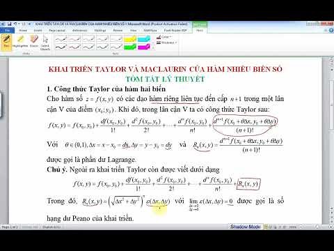Bài tập khai triển Taylor và khai triển Mac-Laurin của hàm số nhiều biến