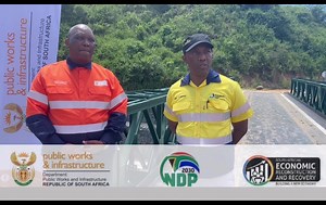 DPWI Director-General (DG) Mr. Sifiso Mdakane and HOD of the Department of Transport in the KZN province, Mr. Justice Mbele giving an overview of the launch of the bridge that will be handed over today in KZN. #welisizwebridgesprogramme #connectingcommunities | Department of Public Works and Infrastructure