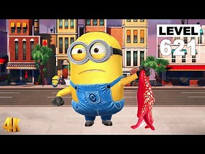Minion Rush Starfish Minion slide under obstacles 55 times at Downtown - Lv.621 4K
