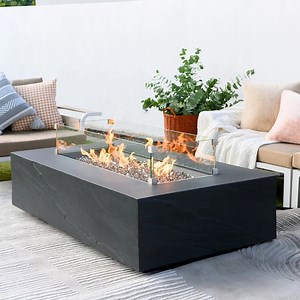 [Hot Item] Rectangle Table Fire Pit Outdoor Gas Fire Pit Table Long Burner Firepit