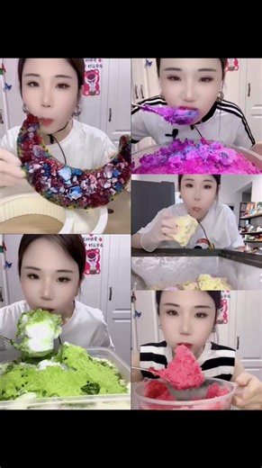 Colorful Crunchy Shaved Ice Eating Compilation
