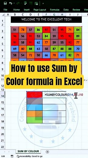 How to use Sum by Color formula in Excel