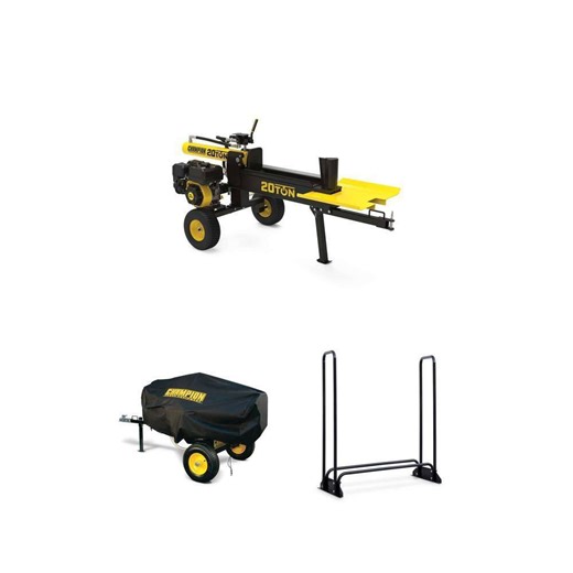 Champion Power Equipment 20-Ton Log Splitter, 48 in. Firewood Rack and Weather-Resistant Storage Cover Combo - The Home Depot