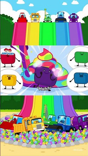 #JunyTony | Colorful Construction Vehicles | Five Marshmallows | #Shorts #KidsSongs