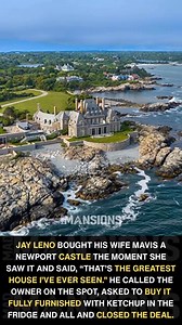 Jay Leno bought his wife Mavis a Newport castle the moment she saw it and said, “That’s the greatest house I’ve ever seen.” He called the owner on the spot, asked to buy it fully furnished with ketchup in the fridge and all and closed the deal. #LuxuryHomes #dreamhouse | Luxury Homes