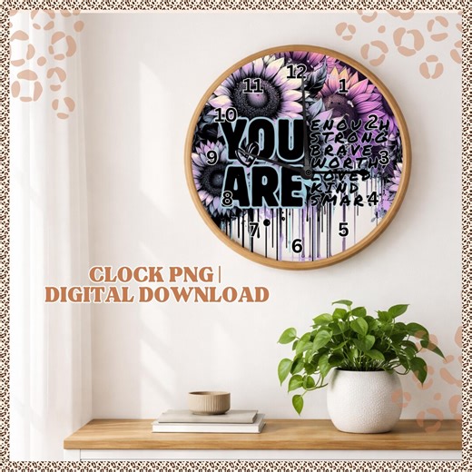 Clock Design Png, You Are Enough , Clock Sublimation, Positive Quote, Pink Clock, Clock Designs, Sunflower, Personalised Clock Png - Etsy