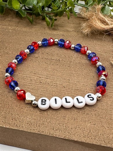Buffalo Bills Beaded Stretch Bracelet, Red and Blue Crystal, NFL Gift - Etsy