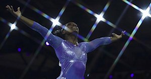 Watch: Simone Biles returns to competition with historic Yurchenko double pike vault