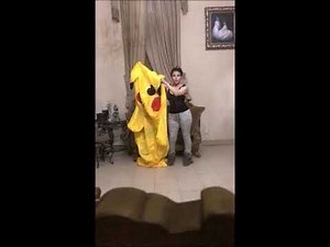 Trying a pikachu costume