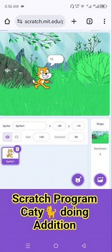 Scratch Program caty🐈 doing addition