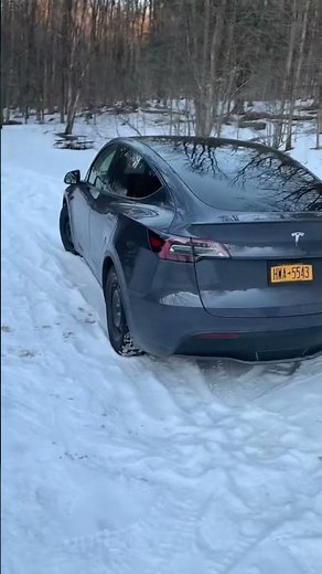 Tesla model Y performance off road snow walk