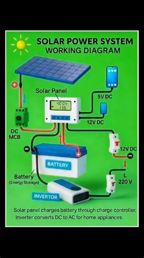​Simple Solar Power System Explained (Working Diagram)​#SolarPower #SolarEnergy #DIY #SolarSystem