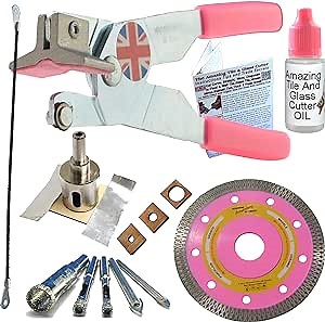 Glass and Tile Cutter Kit 3 Tiling Tool Diamond Blade for Corners and Outlets in Porcelain Round Hacksaw Tile Blade For Notches in Tile Drill Bits For Shower Doors Hole Saw for Shower Pipe and Faucet