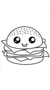 Cómo dibujar una hamburguesa kawaii paso a paso