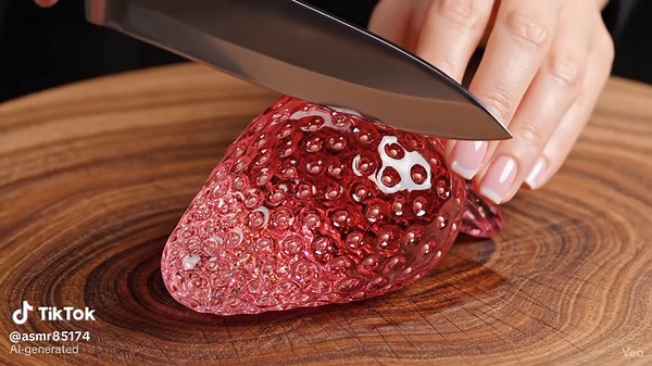 Experience the soothing sensation of fresh strawberries in this relaxing ASMR moment 🍓💫 Hear the crisp bite, the soft juicy texture bursting gently in the mouth, and the natural sounds that melt away all tension. Every second feels fresh, sweet, and satisfying — as if you could taste the strawberry right through the screen. Close your eyes, listen closely, and let the delicate sounds of strawberries calm your mind and refresh your mood.#RelaxingSounds #aivideo #CrystalFruit #fyppppp #asmr