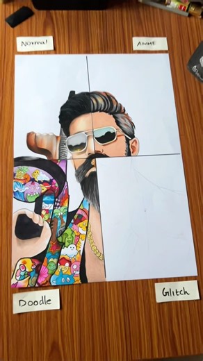 Drawing yash❤️‍🔥in 4 different styles || doodle art #toxicteaser