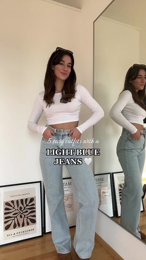 5 Easy Outfits with Light Blue Jeans 🤍