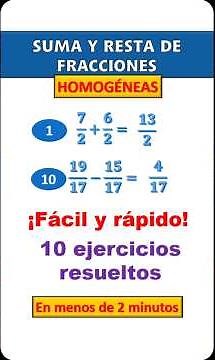 Addition and subtraction of fractions with the same denominator | 10 exercises solved in less tha...