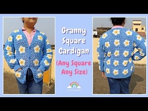 Daisy Granny Square Cardigan || Easy No Sew Step-by-Step Crochet Tutorial for Beginners - full guide