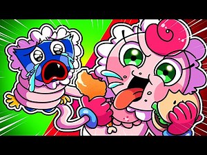 Baby Huggy wuggy VS Baby Mommy long legs Food Challenge MUKBANG | Poppy Playtime ANIMATION | MYMY