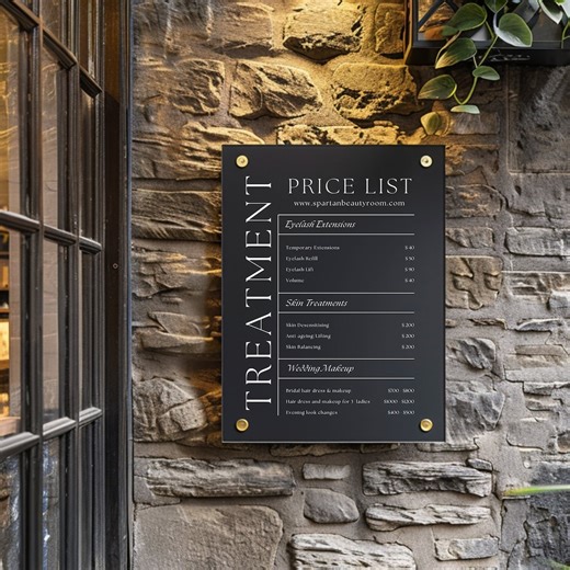 Customizable Acrylic Price Menu With QR Code for Salons, Spas, and Businesses - Etsy