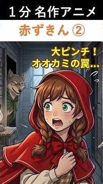 🌟【1分名作アニメ】赤ずきん②🐺🛏️待ち伏せするオオカミ！赤ずきん大ピンチ！？🍎😱💫