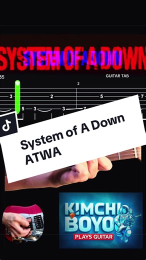 ATWA – intro riff playthrough with synced guitar tab. By System of a Down. Simple notes. Uncomfortable weight. This riff lives in the space between clean tone and crushing heaviness. Tuning: Drop C (C–G–C–F–A–D) Played clean, but it still hits like a brick. If you know, you know. #systemofadown #guitarriff