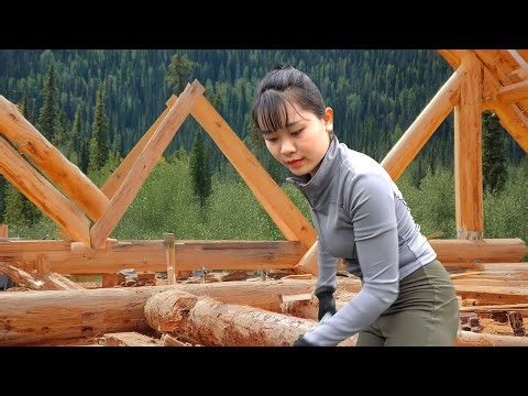 Construction of Modern Log Home | Relaxing Full DIY Build of a Cabin in the Woods