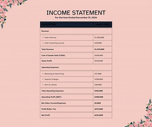 Income Statement Template | Profit & Loss Financial Report | Excel Google Sheets Editable Tracker - Etsy