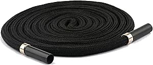 BOROLA 1Pcs 51 Inch Fashionable Durable Cotton Drawstring, Premium Hoodie, Sports Pants, Shorts Universal Drawstring Replacement (Black Rope, Cylinder Metal Head)