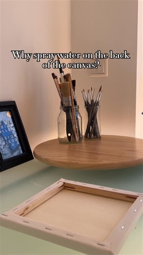 Beatrice | sculptural & textured artist on Instagram: "A secret textured art hack most beginner artists don’t know! Spraying a light mist of water on the back of your canvas can completely change the way your textured art turns out. 🪄 Here’s why this trick works so well when using joint compound, modeling paste, or plaster: 1️⃣ It tightens a loose or saggy canvas 2️⃣ It helps prevent warping 3️⃣ It improves adhesion and gives smoother texture results Want me to break down exactly how thi