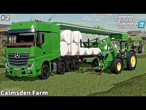 Baling & Wrapping & Picking Up Grass Bales│Calmsden│FS 22│Timelapse#2