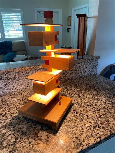 Frank Lloyd Wright Inspired Lamp in Cherry - Etsy