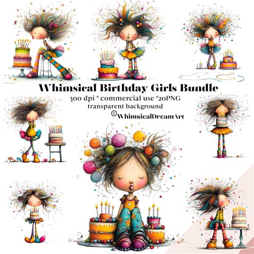 20 PNG Quirky Birthday Cake, Clip Art High Res Watercolor, Junk Journaling, Scrapbooking, Card Making, Digital Download, Fantasy, Whimsical - Etsy Australia