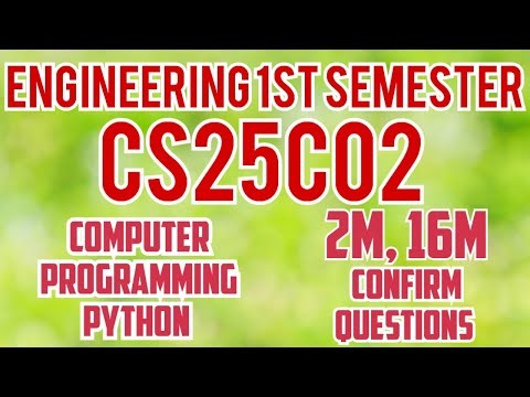 CS25C02|Important questions|Computer Programming python|Unit wise important questions|engineering