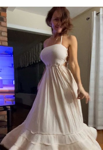 Dora LOVES her new dress 😍😍 #colombiana #beautiful #brunette #newdress